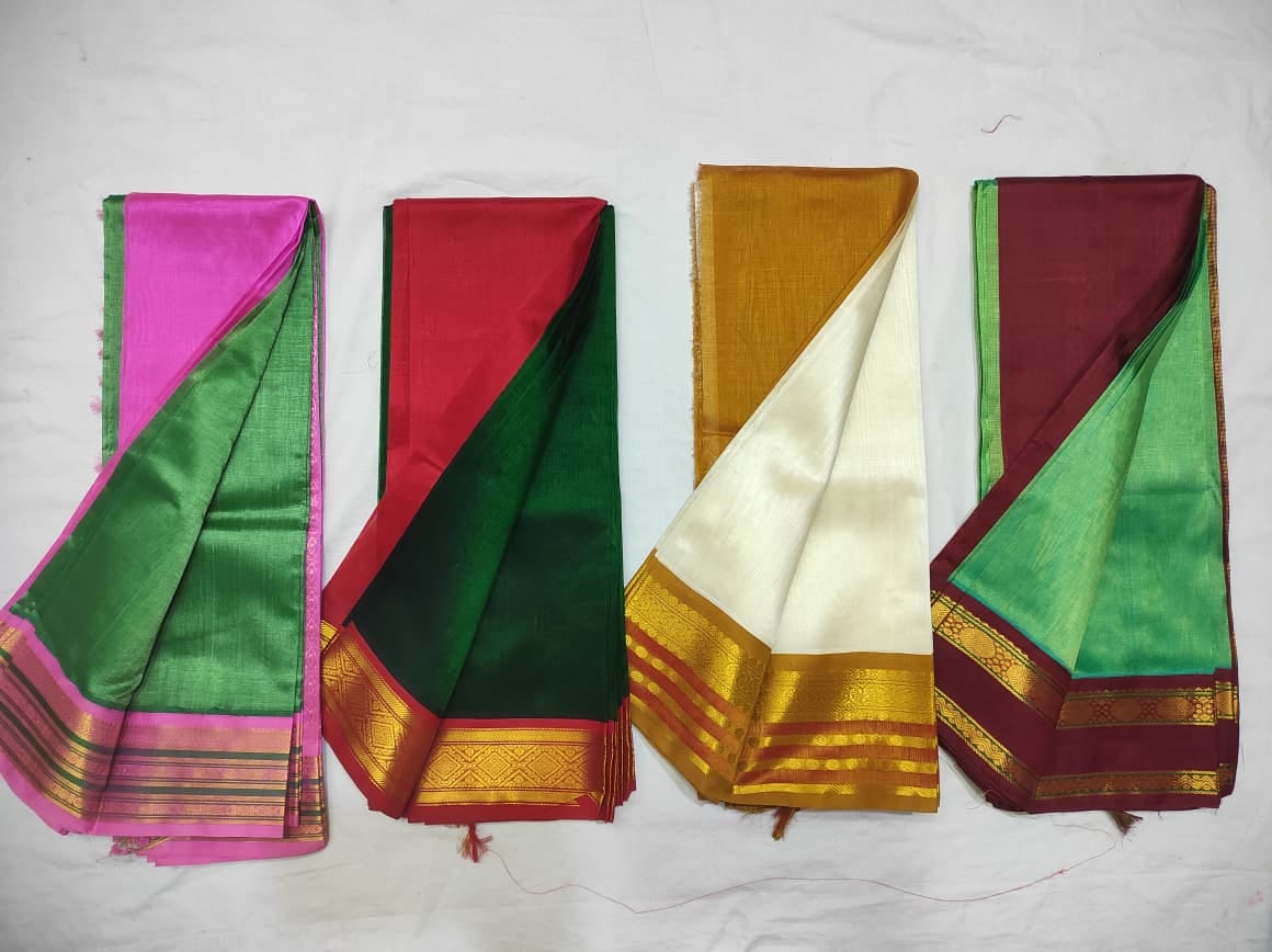 Pure Silk Cotton 6 Yards Handloom Saree with Rich Korvai Border
