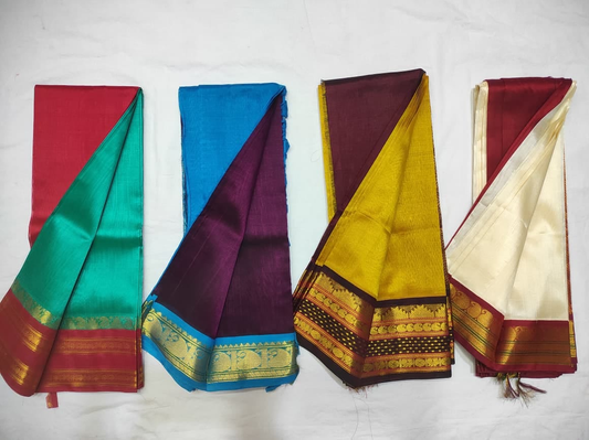 Pure Silk Cotton 6 Yards Handloom Saree with Rich Korvai Border