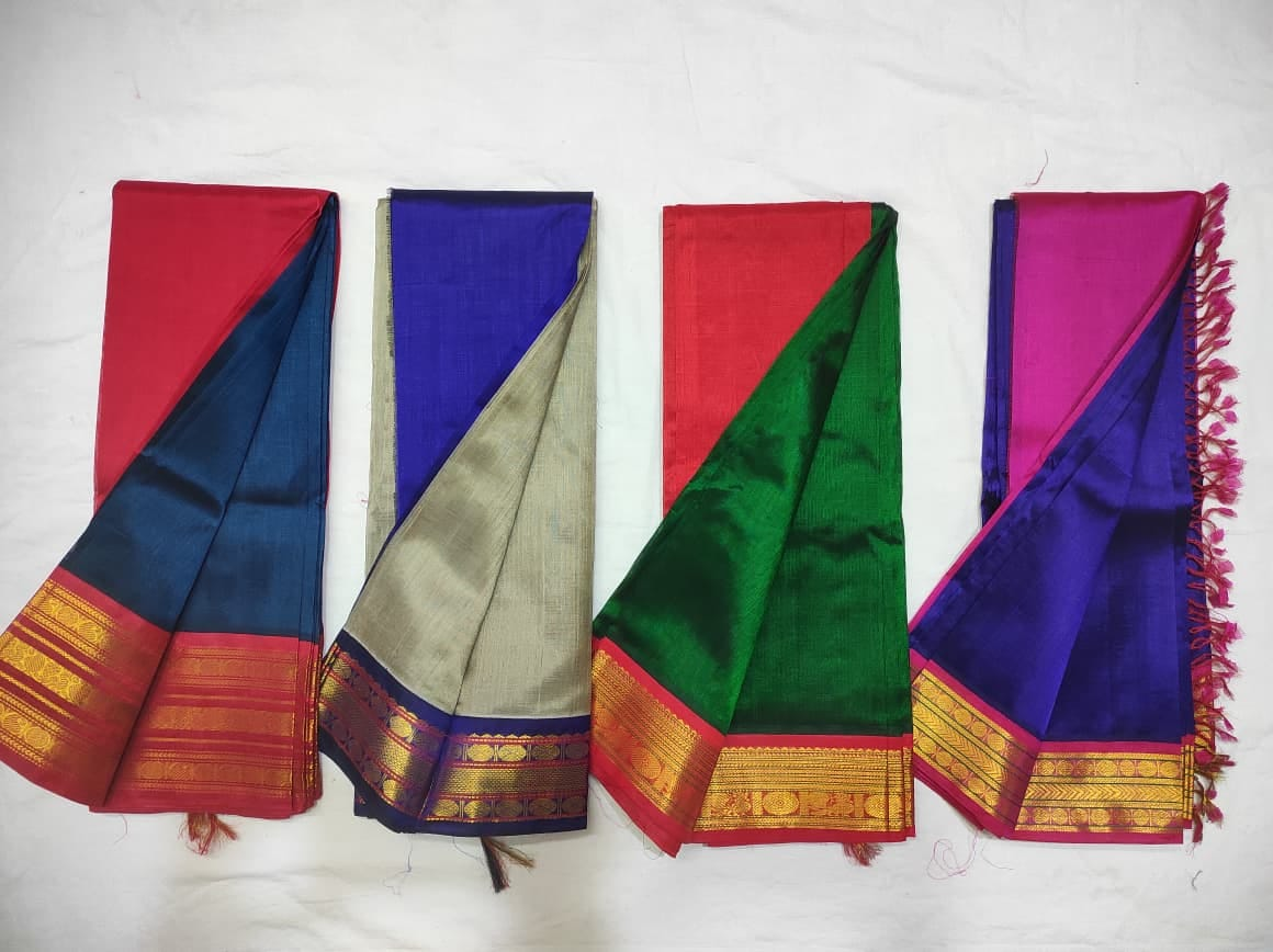 Pure Silk Cotton 6 Yards Handloom Saree with Rich Korvai Border