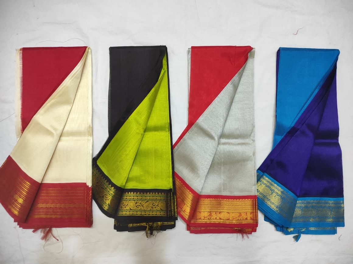 Pure Silk Cotton 6 Yards Handloom Saree with Rich Korvai Border