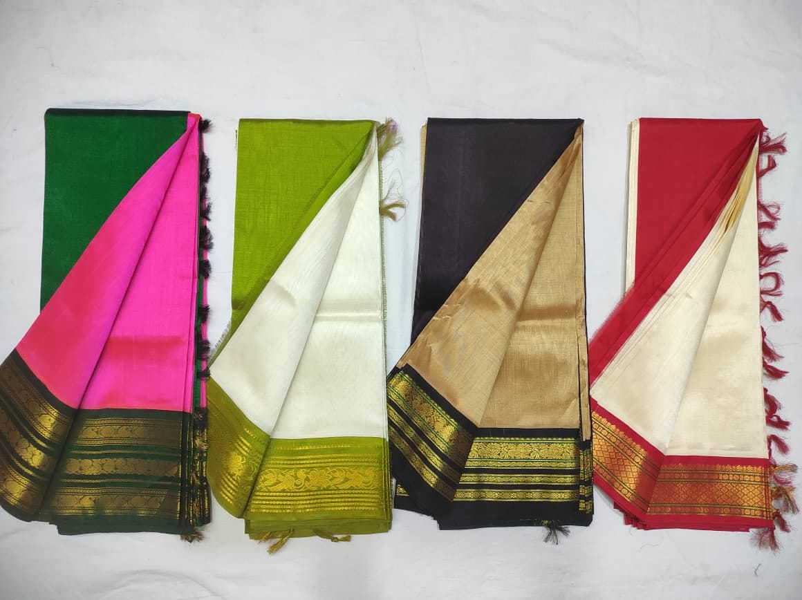 Pure Silk Cotton 6 Yards Handloom Saree with Rich Korvai Border