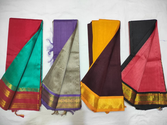 Pure Silk Cotton 6 Yards Handloom Saree with Rich Korvai Border